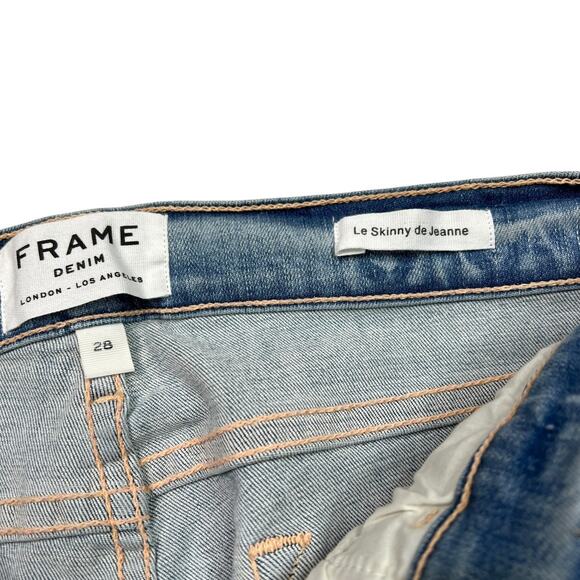 FRAME Le Skinny de Jeanne High Rise Stretch Jeans Distressed Light Wash 28 - Picture 7 of 8